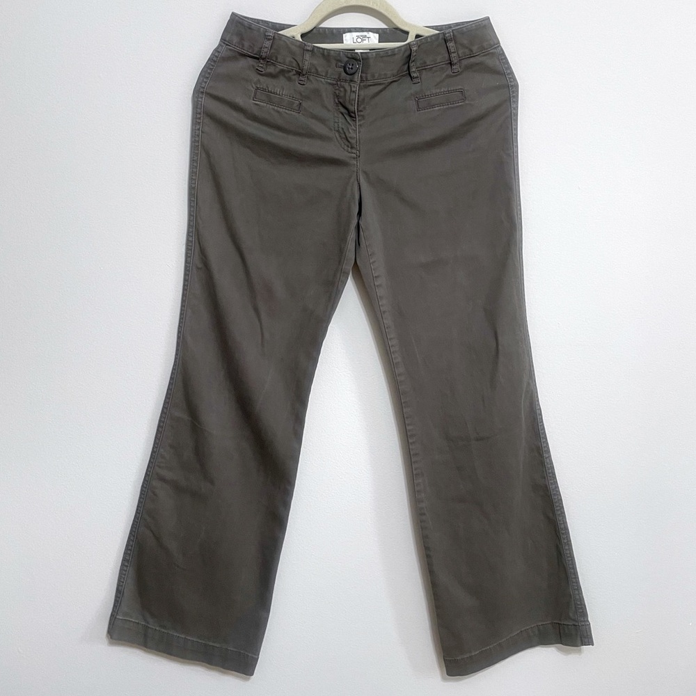 LOFT Petites Trouser Pants with Straight Leg Business Casual in Steel Gray